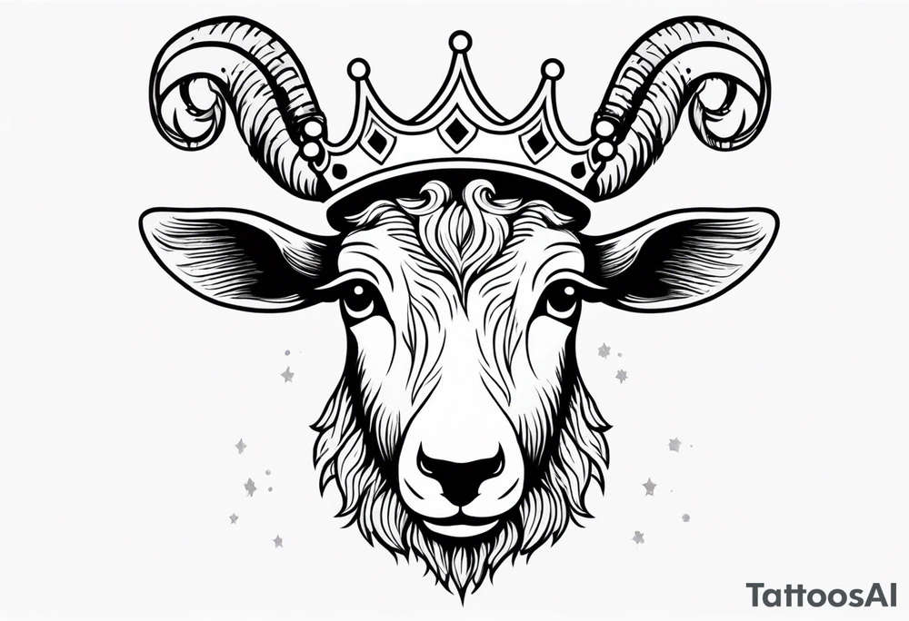 old school vintage traditional style design of lamb with crown on head tattoo idea