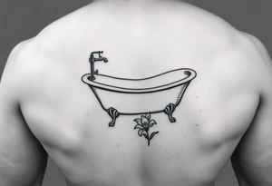 clawfoot bathtub with simple faucet and lily coming up out the floor tattoo idea