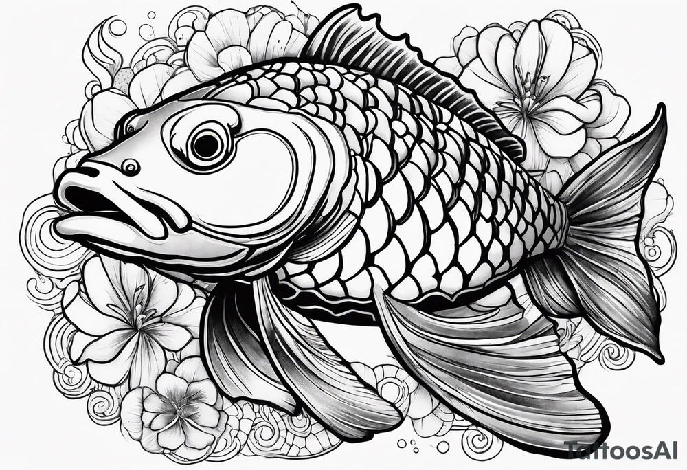 Koi fish with a turtle head tattoo idea