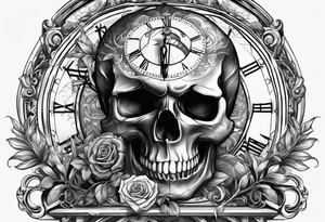 Skull, clock, stairs tattoo idea