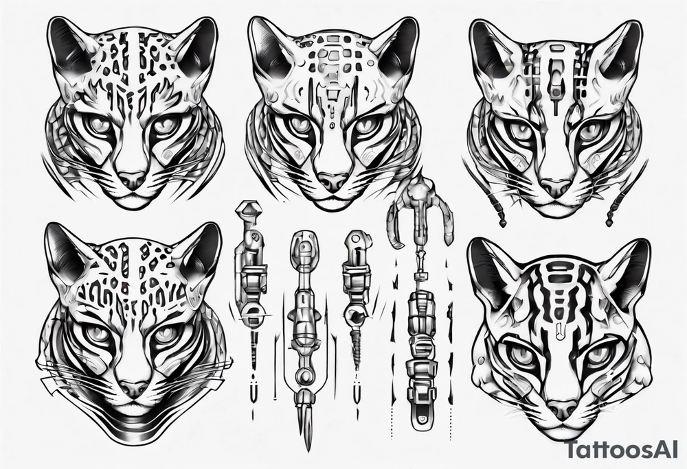 cybernetic ocelot tattoo idea
