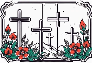 three crosses on hill


vintage flowers
old school vintage simple traditional design 



bold color simple tattoo idea
