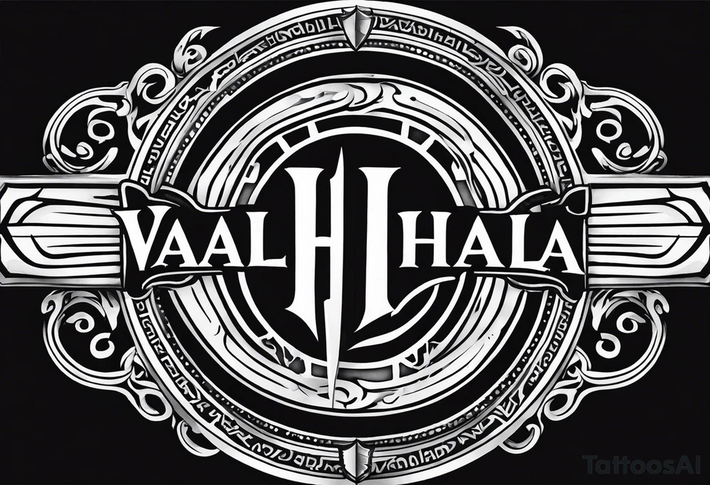 Valhalla steps round
shield sword tattoo idea