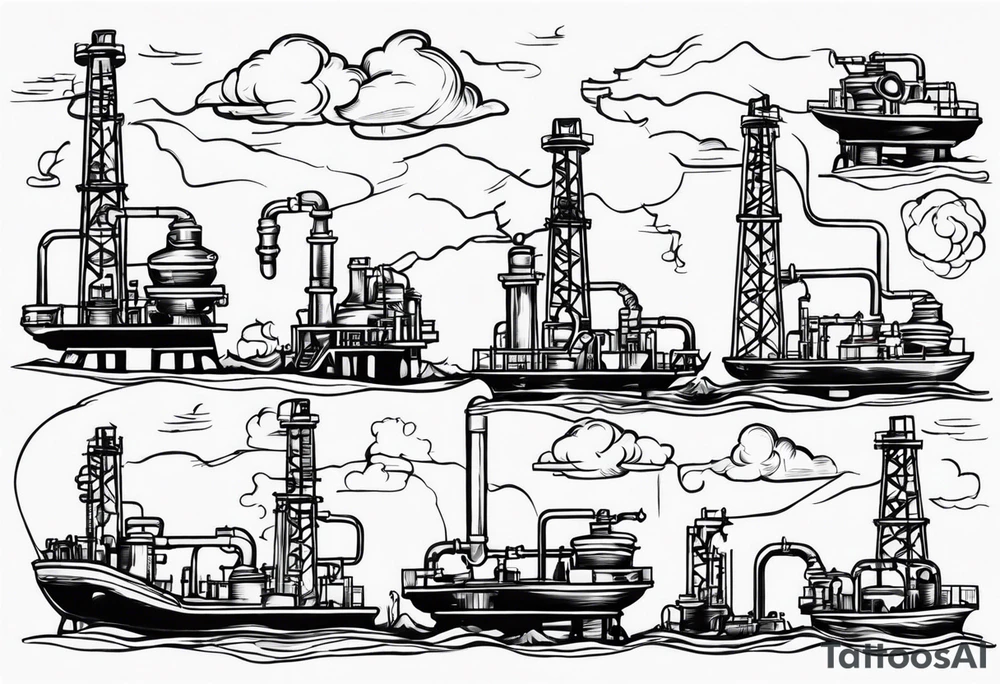 pipeline in oilfield tattoo idea