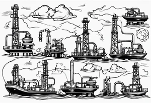 pipeline in oilfield tattoo idea