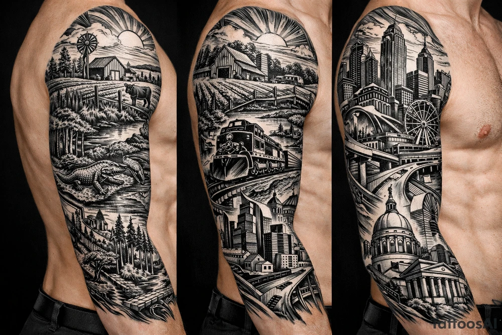 from farmlands of North Florida to Metropolitan Atlanta tattoo idea