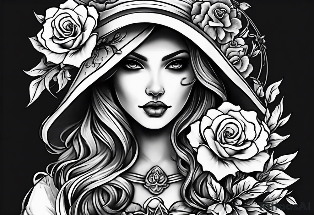 Ghost face holding flowers tattoo idea