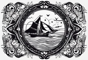 erstelle in tattoo mit den koordination der Insel sylt und den Initialen L und C sowie einer Hundepfote tattoo idea
