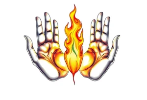 Fire between palms tattoo idea