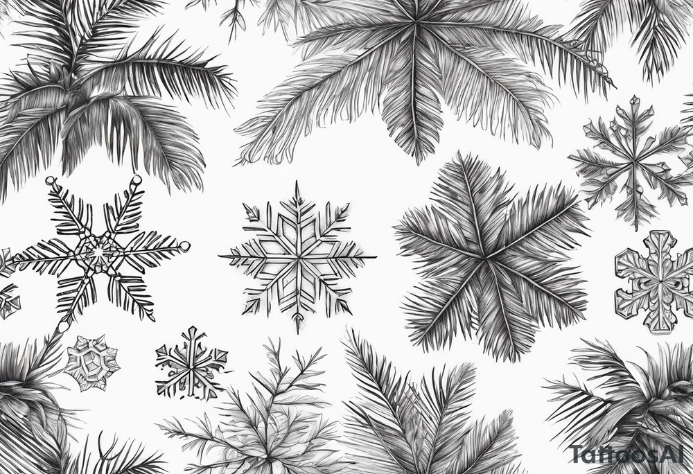 Snowflakes, palm, small tattoo idea