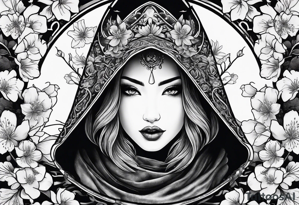shadow mystery cloak with cherry blossom dagger tattoo idea shadow mystery cloak with cherry blossom dagger tattoo idea