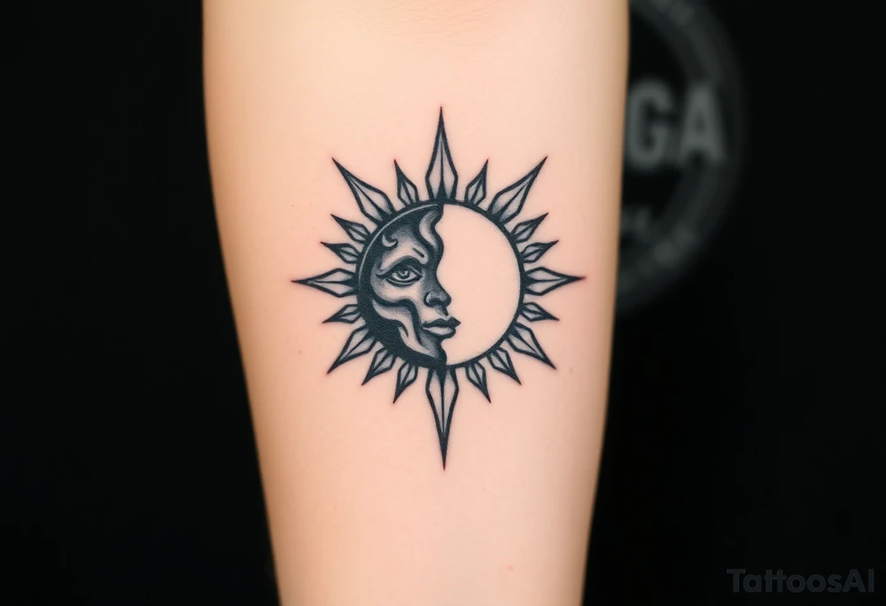 diabolic moon and sun tattoo idea