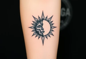 diabolic moon and sun tattoo idea