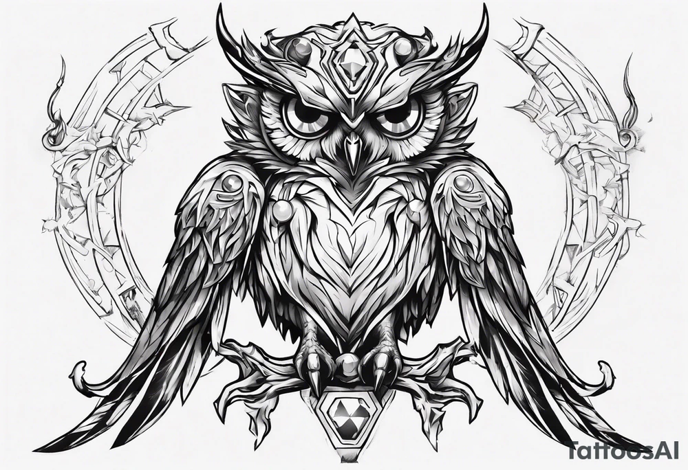 The Demon Owl Stolas, a Prince of Hell who is obsessed with gems, knowledge of astrology and poisonous gems. tattoo idea