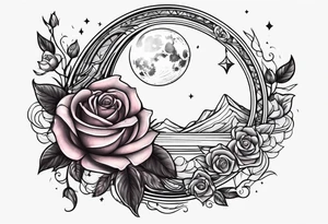 Moon with a rose wrapped around tattoo idea