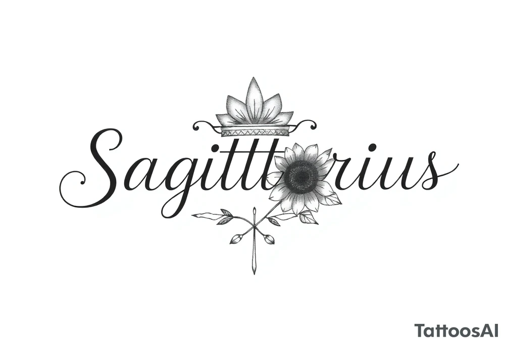 Sagittarius Genesis and a crown and sunflower tattoo idea
