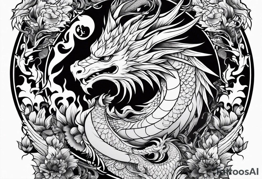 phoenix and dragon tattoo idea