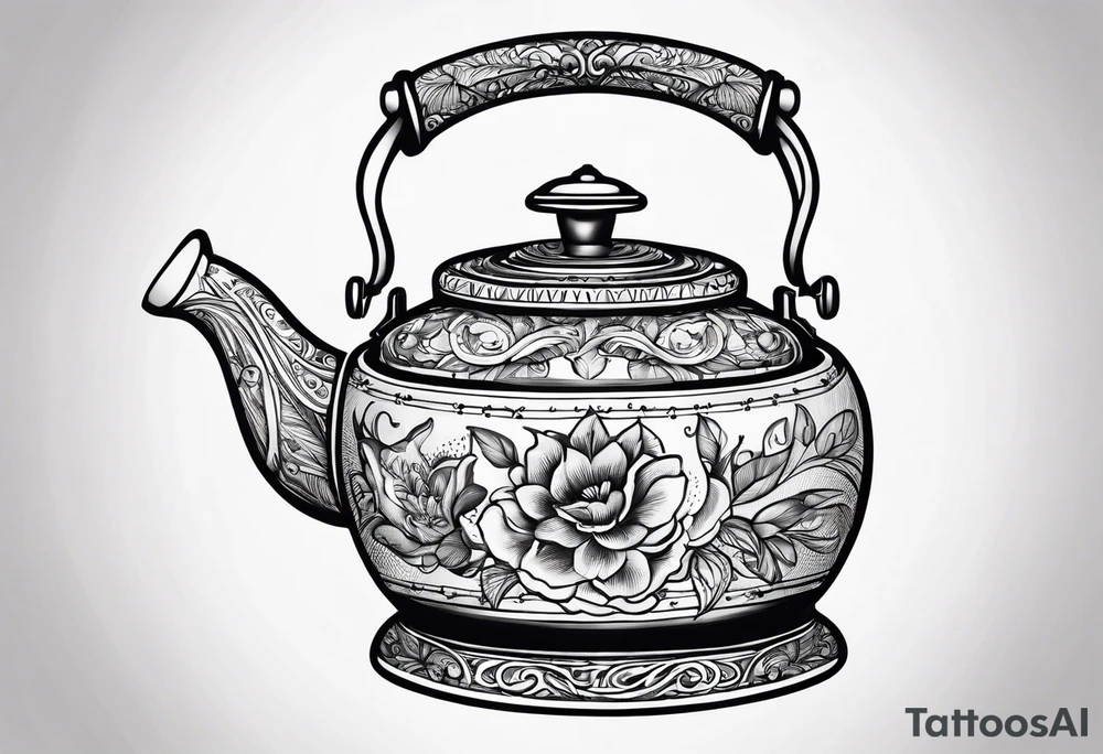 vintage tea kettle tattoo idea