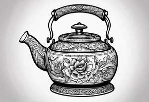 vintage tea kettle tattoo idea