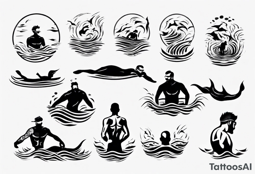 man swimming, no details tattoo idea