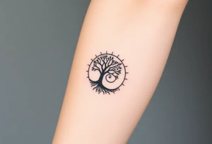 Tree inside of a spiral fibernaci moving sun tattoo idea