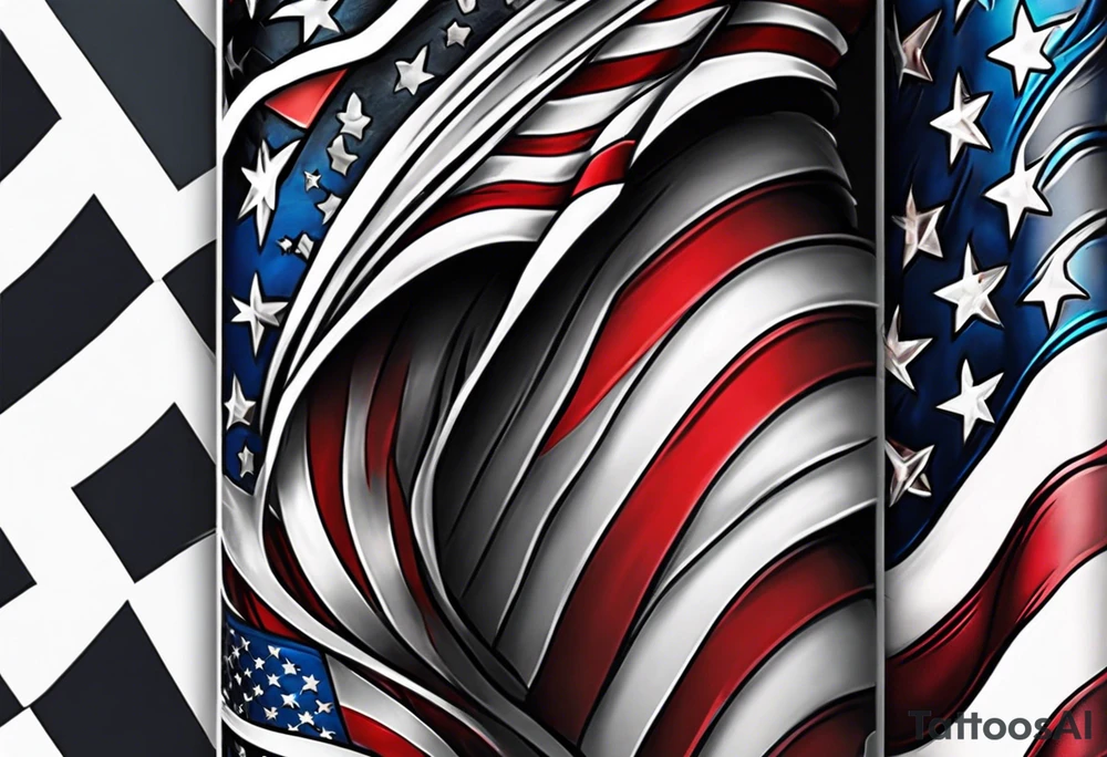 american flag leg sleeve tattoo idea