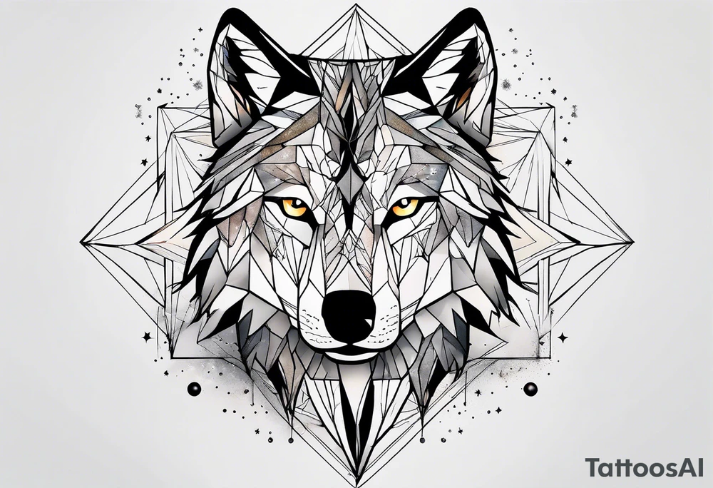 Constellation, animal wolf snow , géométric tattoo idea