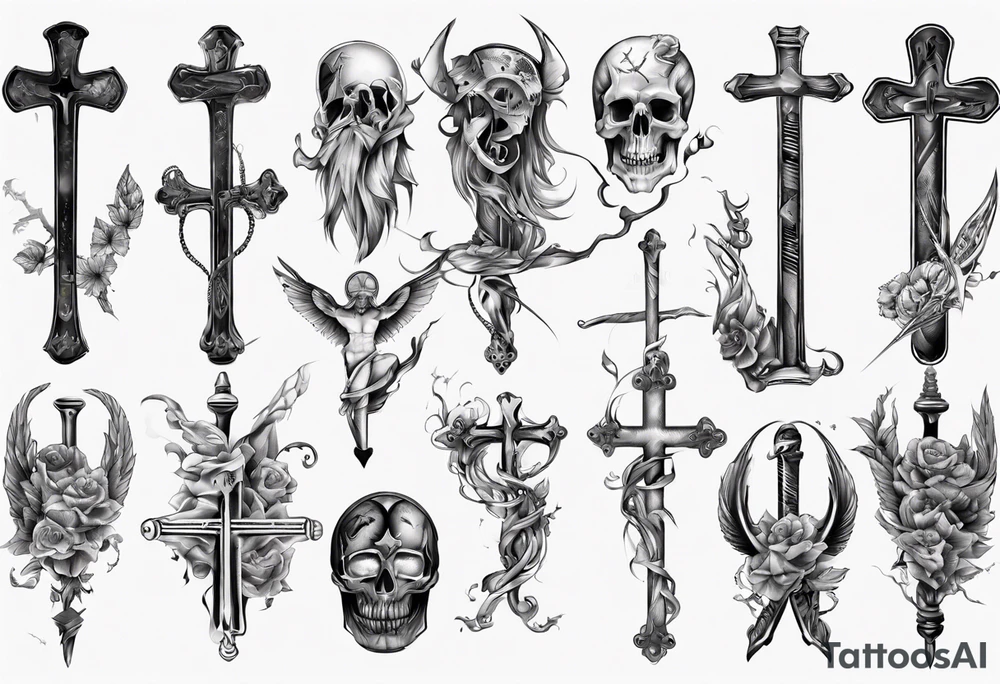 Memorai Hockey stick cross tattoo idea