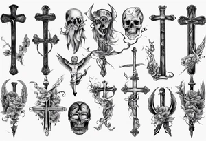 Memorai Hockey stick cross tattoo idea