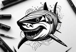 geometric tiger shark tattoo idea