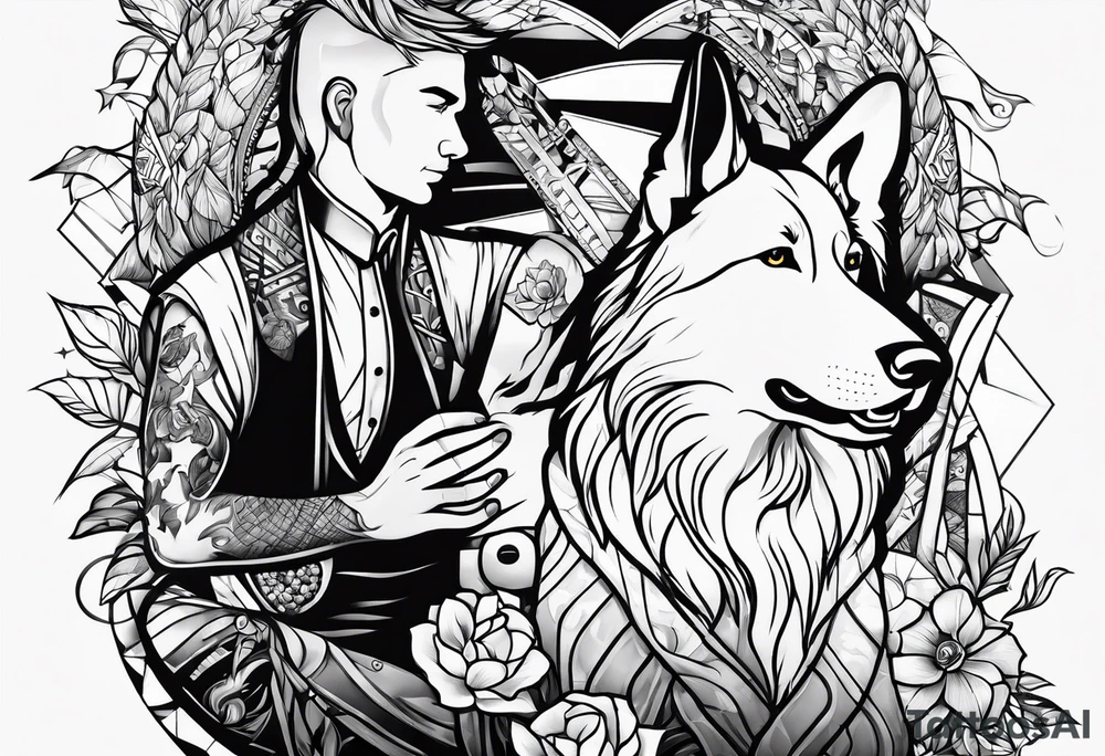 A man and his dog tattoo idea