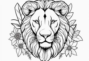 Lion and flowers tattoo idea