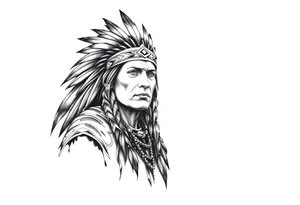 Lone Native American warrior in nature tattoo idea