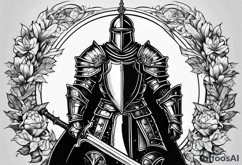 knight heavy armor surrounded tattoo idea