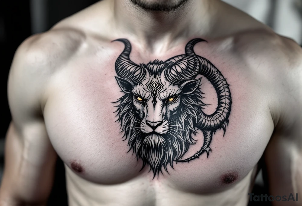 Capricorn head and body y starsign  10x10 cm tattoo idea