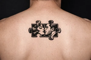 Two puzzle pieces that would only fit together with only the two to make one for two lovers tattoo idea