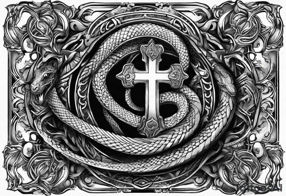 worn cross, and a viper as the serpent, only one serpent tattoo idea