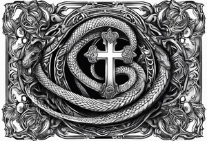 worn cross, and a viper as the serpent, only one serpent tattoo idea
