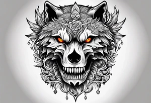 Skull wolf tattoo idea