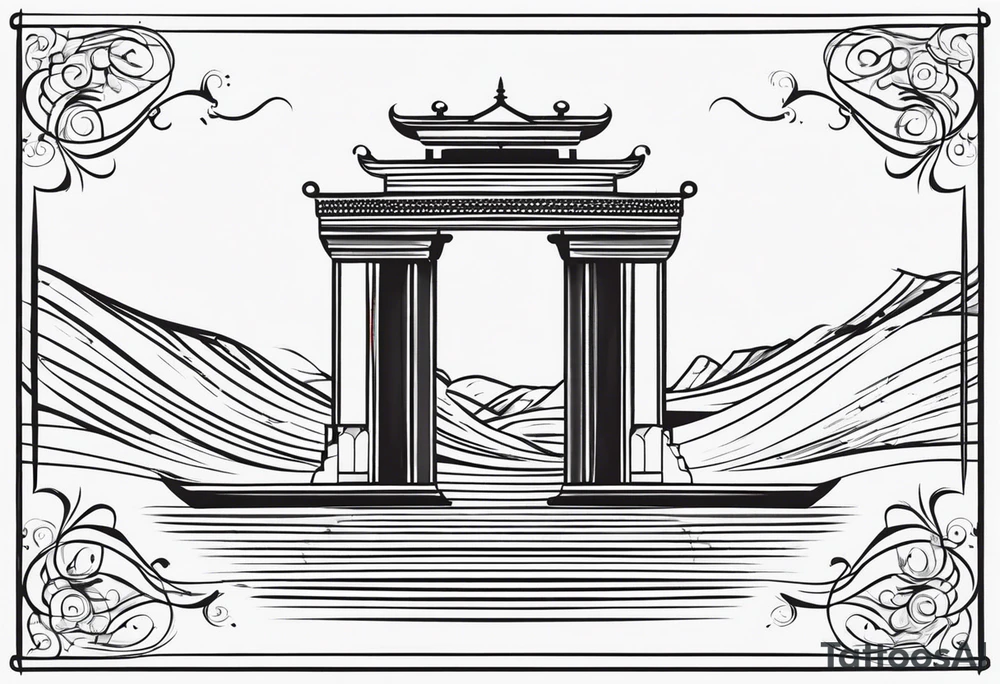 israel gate vector swirl vignette tattoo idea