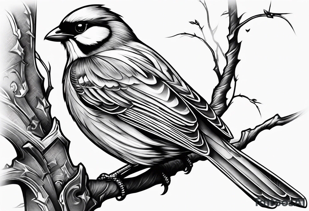 Bird resting on a cross tattoo idea