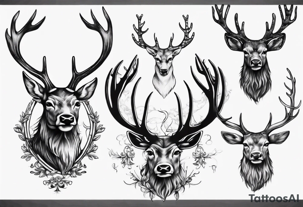 Majestic stag with antlers tattoo idea