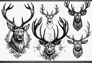 Majestic stag with antlers tattoo idea