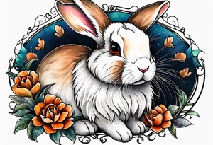Auburn bunny rabbit with Kirsty R written underneath tattoo idea