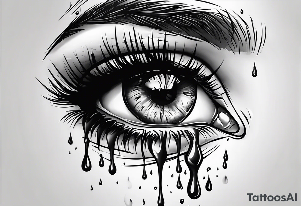 crying face with tears in the heart shape tattoo idea