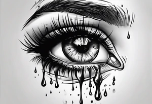 crying face with tears in the heart shape tattoo idea