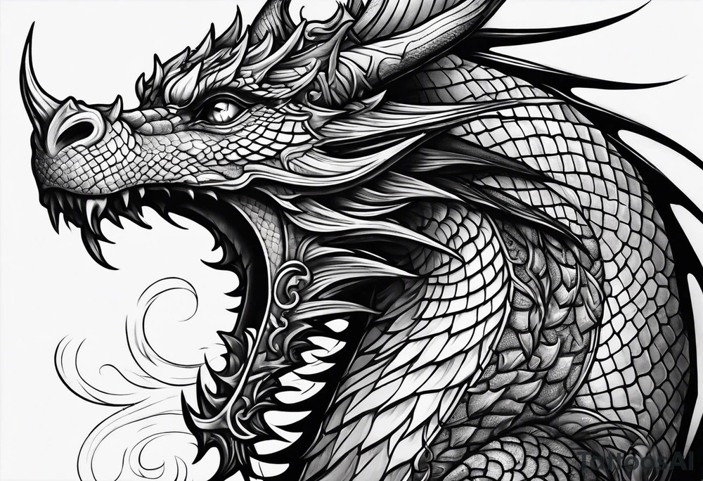 Medieval dragon climbing with a slight side profile tattoo idea