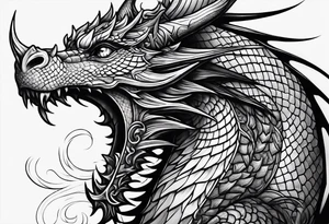 Medieval dragon climbing with a slight side profile tattoo idea