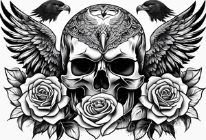 Eagle rose skull tattoo idea