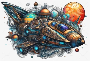 Space, city, planet. tattoo idea